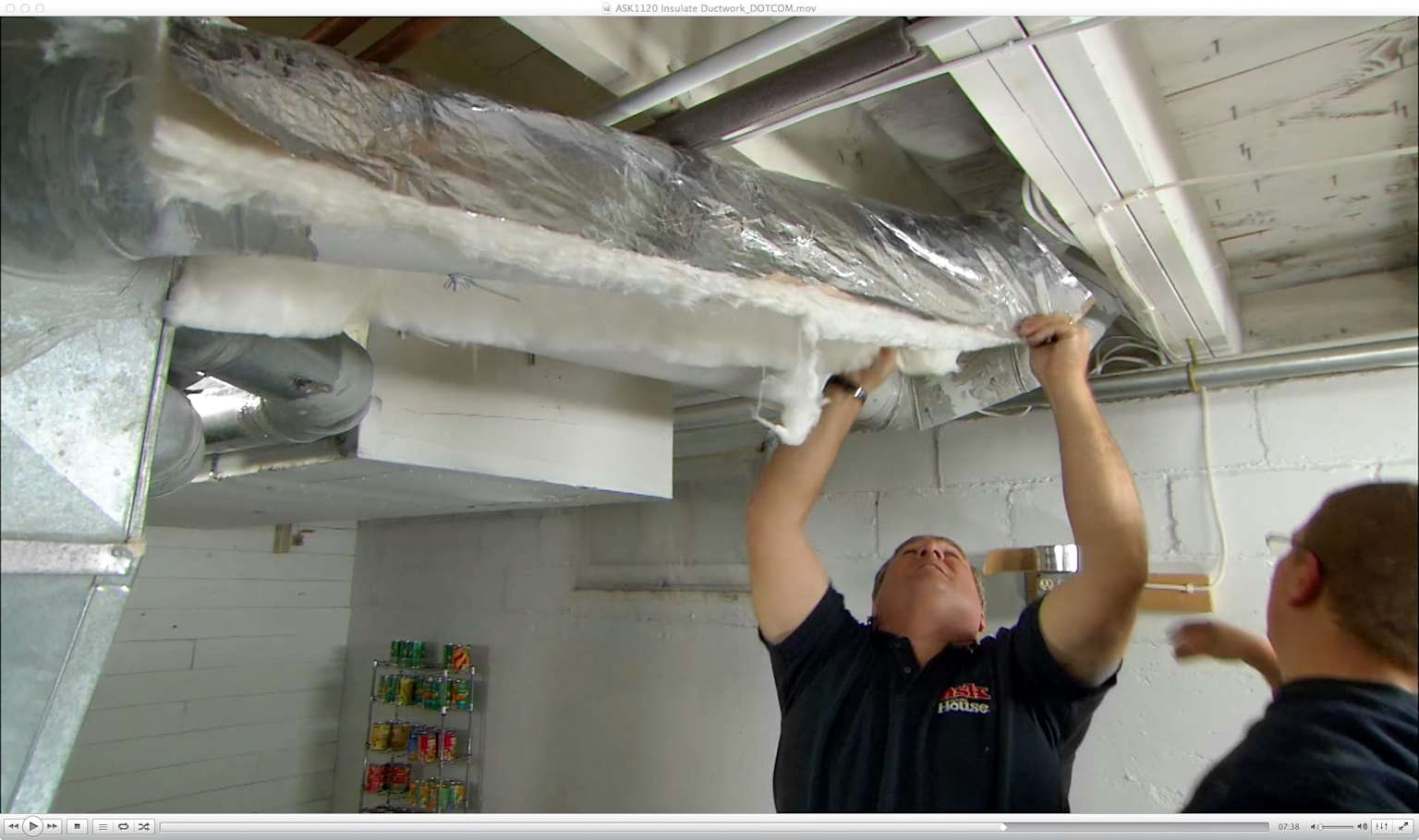 Insulated ducted air conditioning installed in roof cavity.